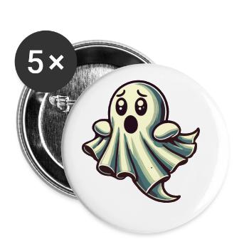 Erschrockenes Gespenst Lustiges Geister Design - Buttons groß 56 mm (5er Pack) - Weiß - Vorne