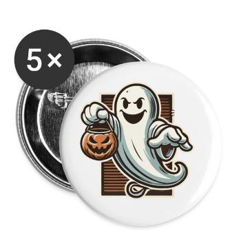 Cute Halloween Ghost Trick or Treat - Buttons large 2.2''/56 mm (5-pack) - white - Front