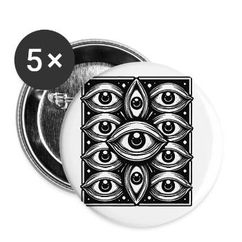 fantômes effrayants yeux sombre Halloween design - Lot de 5 grands badges (56 mm) - blanc - Devant