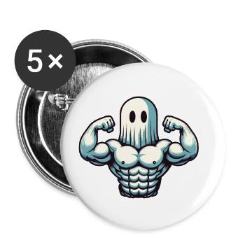 Bodybuilding Ghost Funny Gym Ghost - Buttons large 2.2''/56 mm (5-pack) - white - Front