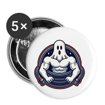 Bodybuilding Ghost Funny Gym Ghost - Buttons large 2.2''/56 mm (5-pack) - white - Front