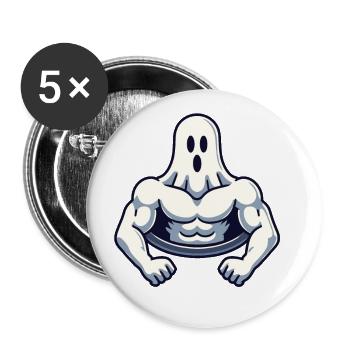 Bodybuilding Gespenst Workout Muskelaufbau Geist - Buttons groß 56 mm (5er Pack) - Weiß - Vorne