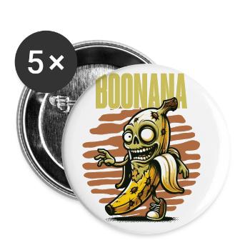Funny Banana Zombie Boonana Halloween Decoration - Buttons large 2.2''/56 mm (5-pack) - white - Front