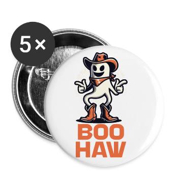 Funny Cowboy Ghost Says Boo Haw Costume Idea - Buttons large 2.2''/56 mm (5-pack) - white - Front