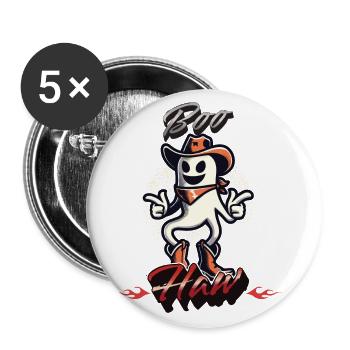 Lustiges Cowboy Gespenst Sagt Boo Haw - Buttons groß 56 mm (5er Pack) - Weiß - Vorne