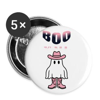 Boo y’all Cowboy Fille Fantômes Bonne humeur Rétro - Lot de 5 grands badges (56 mm) - blanc - Devant