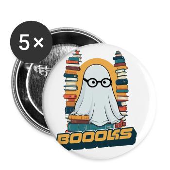 FunnyCute Book Lover Ghost Says Boook - Buttons large 2.2''/56 mm (5-pack) - white - Front