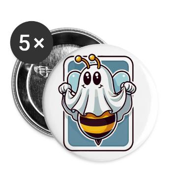 Drôle d’abeille fantôme Abeille fantôme mignonne - Lot de 5 grands badges (56 mm) - blanc - Devant
