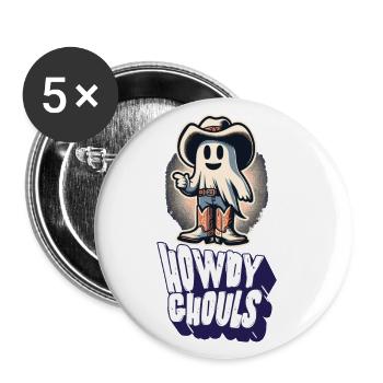 Funny Cowboy Ghost Greeting Ghosts Girls - Buttons large 2.2''/56 mm (5-pack) - white - Front