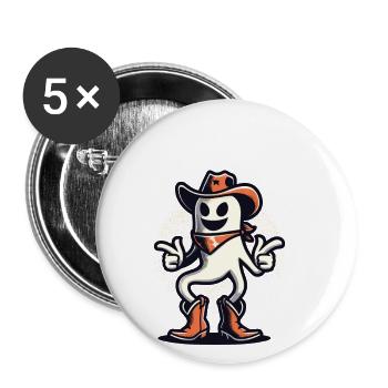 Funny Cowboy Ghost Greeting Ghosts Girls - Buttons large 2.2''/56 mm (5-pack) - white - Front