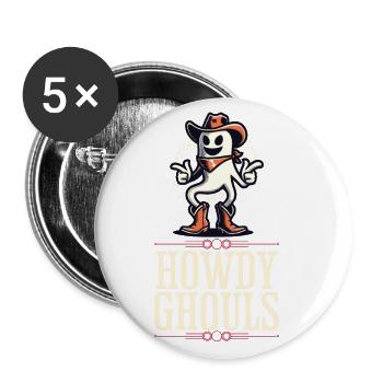 Funny Cowboy Ghost Greeting Ghosts Girls - Buttons large 2.2''/56 mm (5-pack) - white - Front