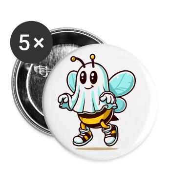 Funny Bee Ghost Cute Ghost Bee - Buttons large 2.2''/56 mm (5-pack) - white - Front