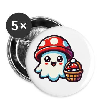 Pilzsammler Gespenst Geisterhafter Pilze Liebhaber - Buttons groß 56 mm (5er Pack) - Weiß - Vorne