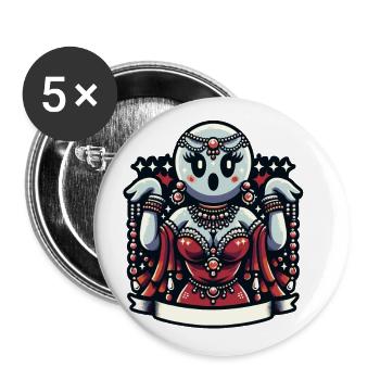 Drôle Glamour Goule Flashy Halloween - Lot de 5 grands badges (56 mm) - blanc - Devant