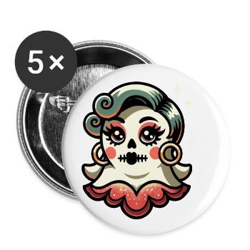 Drôle Glamour Ghoul Flashy Halloween Fille - Lot de 5 grands badges (56 mm) - blanc - Devant