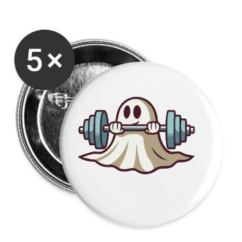 Bodybuilding Ghost Funny Gym Ghost - Buttons large 2.2''/56 mm (5-pack) - white - Front