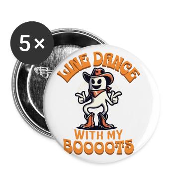 Cowboy Mit Boots Line Dance Gespenst Vintage Retro - Buttons groß 56 mm (5er Pack) - Weiß - Vorne