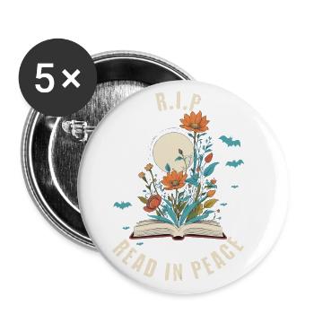 Funny Book Lover Design Spooky Halloween - Buttons large 2.2''/56 mm (5-pack) - white - Front
