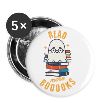 Niedliches Buchliebhaber Gespenst lustiger Spruch - Buttons groß 56 mm (5er Pack) - Weiß - Vorne