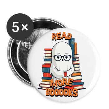 Cute Book Lover Ghost Costume Idea - Buttons large 2.2''/56 mm (5-pack) - white - Front