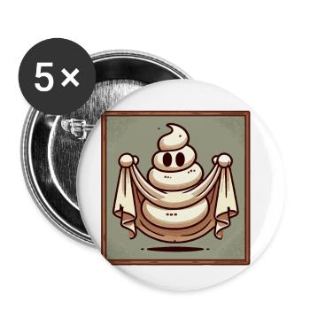 Drôle Caca Pile Ghost Bull Feuille Caca - Lot de 5 grands badges (56 mm) - blanc - Devant