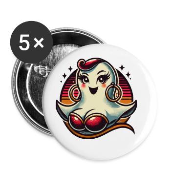 Funny Glamour Ghoul Flashy Halloween - Buttons large 2.2''/56 mm (5-pack) - white - Front