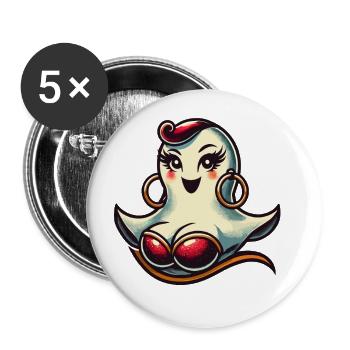 Funny Glamour Ghoul Flashy Halloween - Buttons large 2.2''/56 mm (5-pack) - white - Front