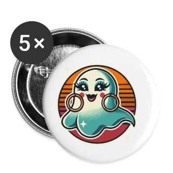 Drôle Glamour Goule Flashy Halloween - Lot de 5 grands badges (56 mm) - blanc - Devant