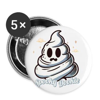 Lustiges Spooky Dookie Kackhaufen Gespenst - Buttons groß 56 mm (5er Pack) - Weiß - Vorne