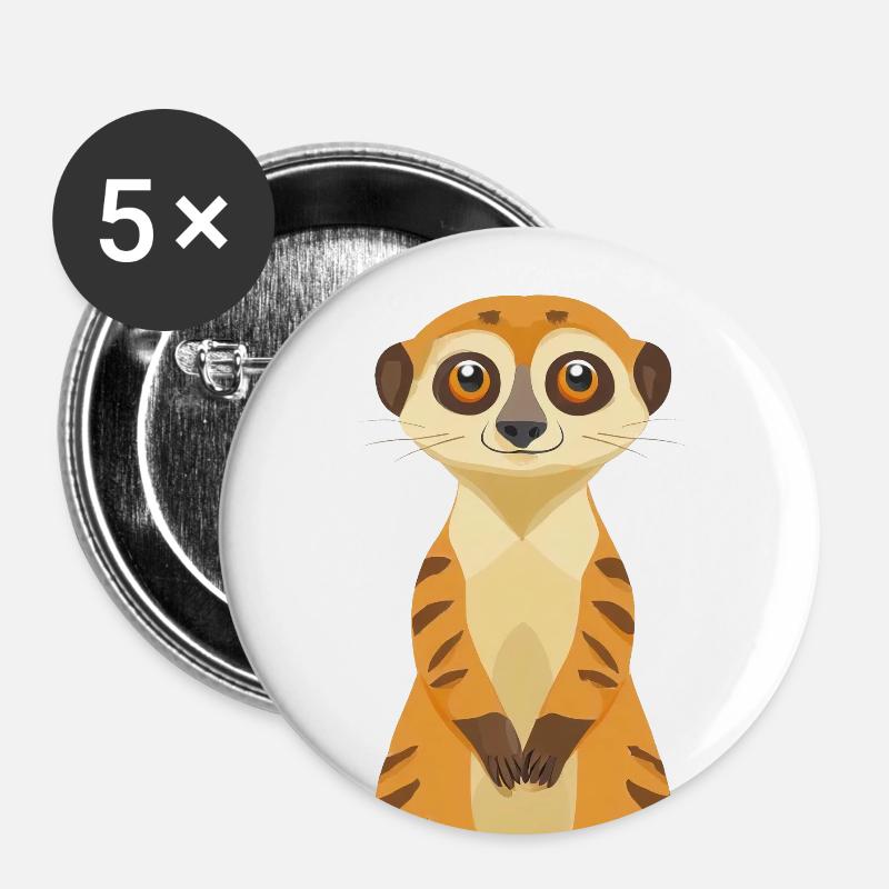 Erdmännchen - Buttons groß 56 mm (5er Pack) - Weiß