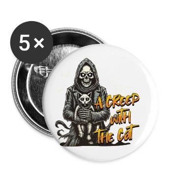 Halloween Cats Design: A Creep With The Cat - Buttons large 2.2''/56 mm (5-pack) - white - Front