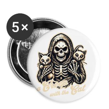 A scary with cats for Halloween fans - Buttons large 2.2''/56 mm (5-pack) - white - Front