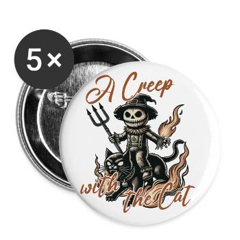 Halloween: A scary one with the cat - Buttons large 2.2''/56 mm (5-pack) - white - Front