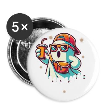 Unheimliches Halloween Gespenst Bruh - Buttons groß 56 mm (5er Pack) - Weiß - Vorne