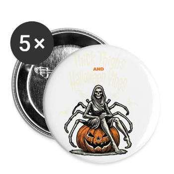 Funny Halloween With Thick Thigh - Buttons large 2.2''/56 mm (5-pack) - white - Front
