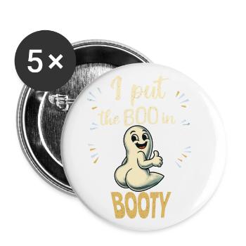 Ghost butt I put the boo in booty - Buttons large 2.2''/56 mm (5-pack) - white - Front
