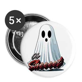 Oh Sheet Ghost Drôle Halloween Fun - Lot de 5 grands badges (56 mm) - blanc - Devant
