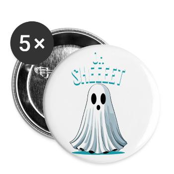 Halloween Oh Feuille Fantôme Drôle - Lot de 5 grands badges (56 mm) - blanc - Devant