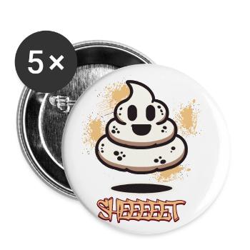 Lustiges Kackhaufen Gespenst Halloween Kacke - Buttons groß 56 mm (5er Pack) - Weiß - Vorne