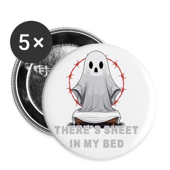 Halloween Ghost Humor in Bed - Buttons large 2.2''/56 mm (5-pack) - white - Front