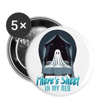Drap d’Halloween au lit drôle de dicton - Lot de 5 grands badges (56 mm) - blanc - Devant