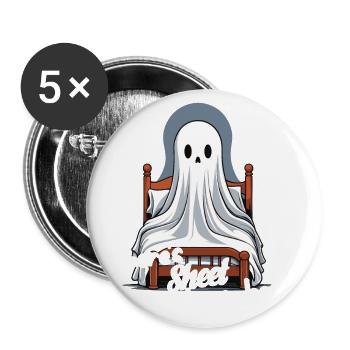 Drap d’Halloween au lit drôle de dicton - Lot de 5 grands badges (56 mm) - blanc - Devant