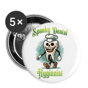 Gruselige Zahnpflege Schlechte Zähne Spaß - Buttons groß 56 mm (5er Pack) - Weiß - Vorne