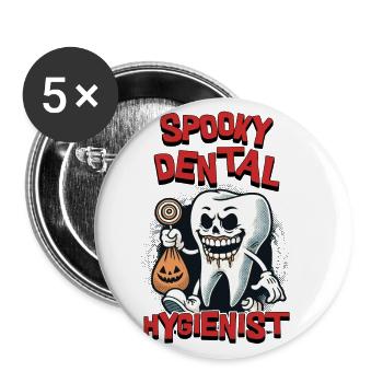 Motif d’Halloween d’hygiéniste dentaire effrayant - Lot de 5 grands badges (56 mm) - blanc - Devant