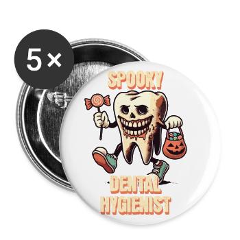 Aventure dentaire effrayante d’Halloween - Lot de 5 grands badges (56 mm) - blanc - Devant