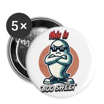 Funny Halloween Boo Sheet Ghost Style - Buttons large 2.2''/56 mm (5-pack) - white - Front