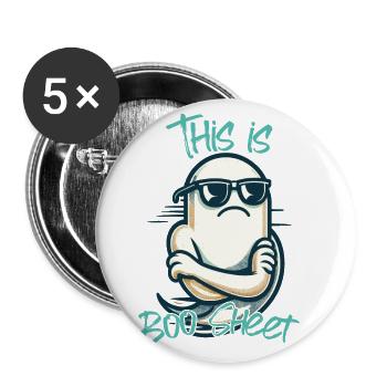 Funny Halloween: Ghost Boo Sheet - Buttons large 2.2''/56 mm (5-pack) - white - Front