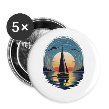 Sunset Sailboat Adventure Sea - Buttons large 2.2''/56 mm (5-pack) - white - Front