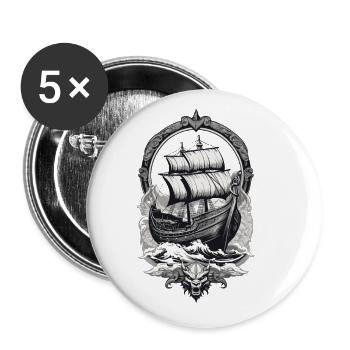 Abenteuerliche Wikinger Reise Auf Hoher See - Buttons groß 56 mm (5er Pack) - Weiß - Vorne
