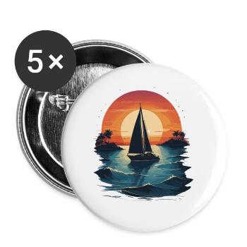 Sunset Sailing Adventure Sea - Buttons large 2.2''/56 mm (5-pack) - white - Front